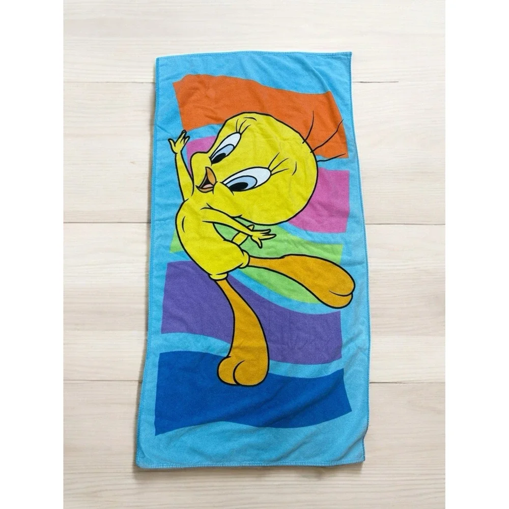 Vintage 90s Tweety‎ Bird Beach Towel Looney Tunes 27x54 Colorful Retro